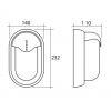 Aplique estanco oval de termoplástico y vidrio, orientación vertical, 60W